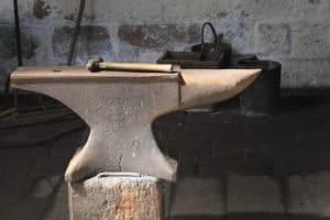 old anvil in workshop